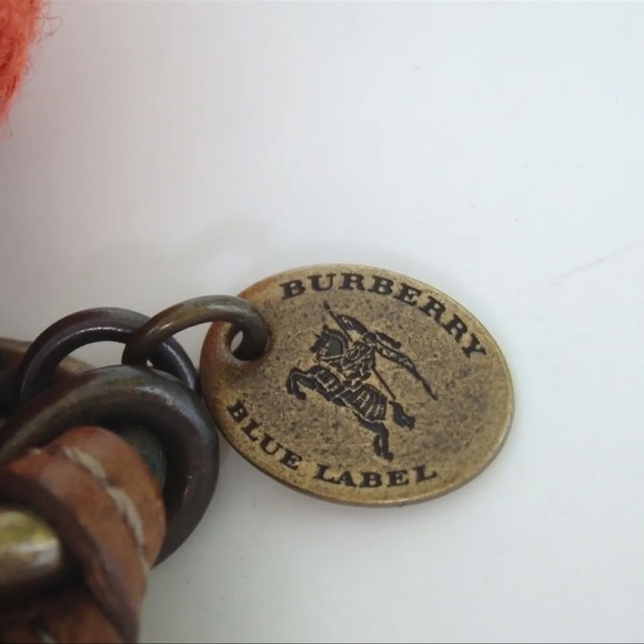 AUTH BURBERRY BLUE LABEL Cotton Ball Pom Pom Keychain Key Ring Bag Charm - Picture 6 of 6